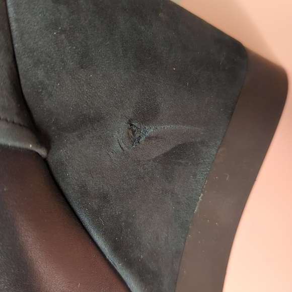 Vince Suede Nubuck Wedge Knee High Mob Wife Boots Made in Italy Black 9 US 40 EU - Picture 8 of 16